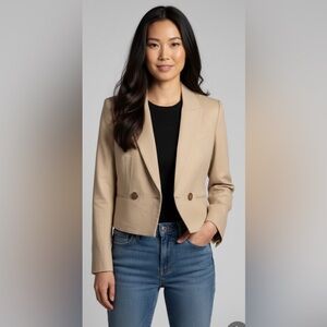 Jason‎ Wu Jacket Womens S Linen Double Breasted Peak Lapel Workwear Chic New